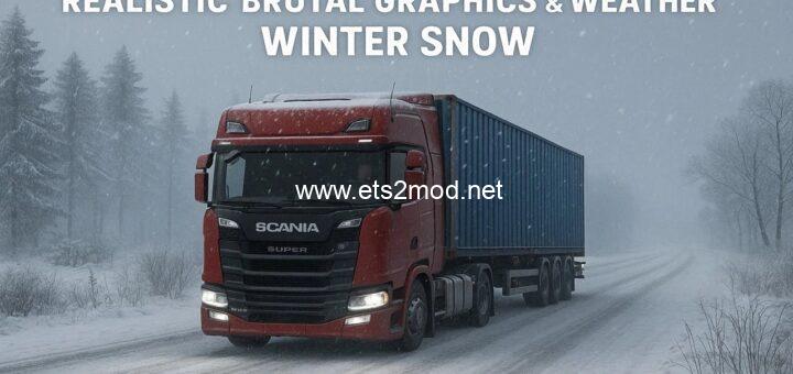 ETS - 2 Gerçekçi Vahşi Grafikler ve Kış Kar Hava Durumu (1.55) 6 cover realistic brutal graphics weather winter snow v16 155 mxZCnba7LUDZBO 720x340 1